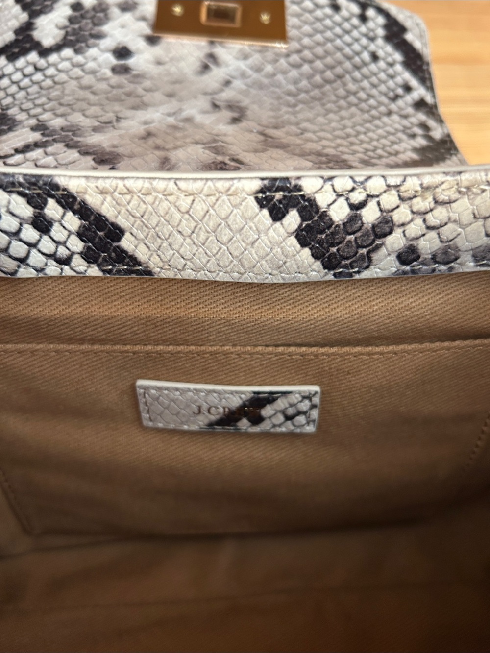 J. Crew Edith Snake-Print Shoulder Bag in Cream and Black - Picture 8 of 8